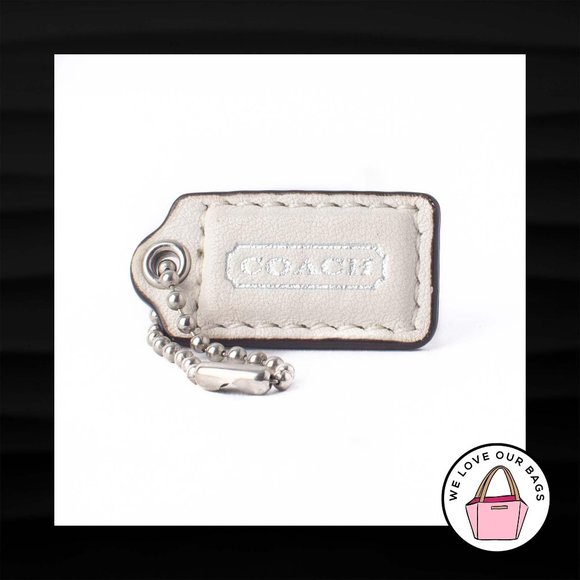 Coach Accessories - 1.5" Small COACH WHITE LEATHER KEY FOB CHARM KEYCHAIN HANG TAG WRISTLET